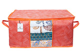 Kuber Industries Leheriya Design Underbed Storage Bag, Storage Organiser, Blanket Cover Set of 2 - Orange, Extra Large Size - CTKTC15212, Standard